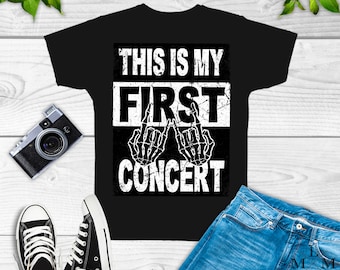This is my first concert, skeleton hands, rock, Fan, Tee, T-Shirt, Girls, Outfits, Retro, Tour, Movie, gift