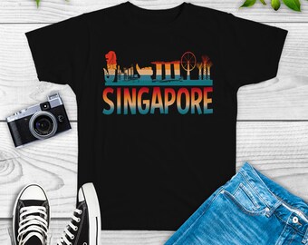 Retro Vintage Singapore Skyline, city trip, souvenir gifts, sweatshirt, hoodie, tank top, gifts, birthday party theme