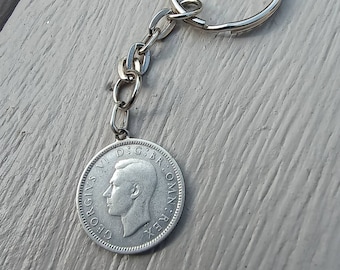 1943 British King George VI Silver coin key ring