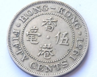 1951 Hong Kong 50 Cents high grade coin