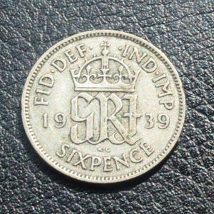 1939 Sixpence - King George VI British Silver Coin