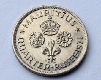 1971 Mauritius quarter 1/4 Rupee Coin