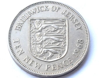 1968 Bailiwick Of Jersey Ten new Pence 10p Coin Queen Elizabeth II