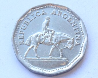 1964 Argentina 10 Pesos Coin Gaucho Cowboy coin