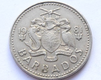 1981 Barbados 25 Cents Coin