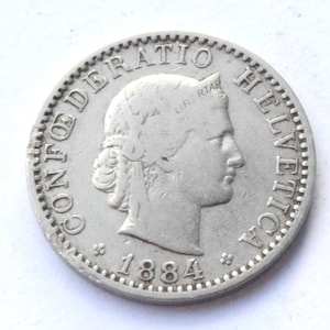 1884 Switzerland 20 Rappen Coin