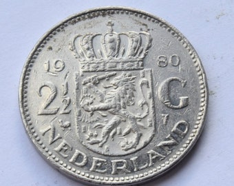 1980 Netherlands 2 1/2 Gulden Coin