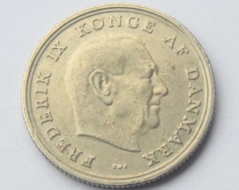 1966 Denmark 1 Krone Copper-nickel Coin Frederik IX