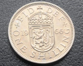 1966 Queen Elizabeth II Scottish One Shilling UK Coin