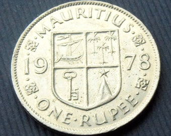 1978 Mauritius One Rupee Queen Elizabeth II high grade Coin