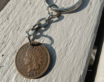 1891 United States cent coin key ring