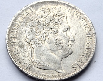 1835 W France 5 Francs Louis-Philippe, Lille, Silver Coin