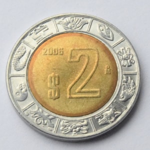 2006 Mexico 2 Pesos  Bi-Metallic high grade coin