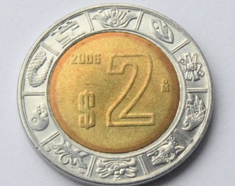 2006 Mexico 2 Pesos  Bi-Metallic high grade coin