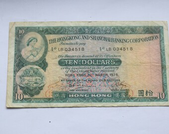 1975 Hong Kong  Ten Dollars Banknote