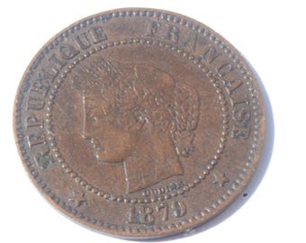 1879 France Ceres 2 Centimes coin