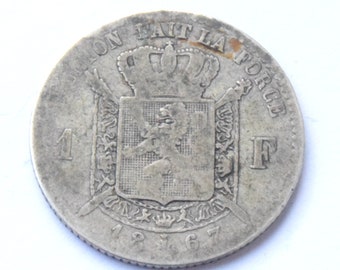 1867 Belgium Leopold II  Franc silver Coin
