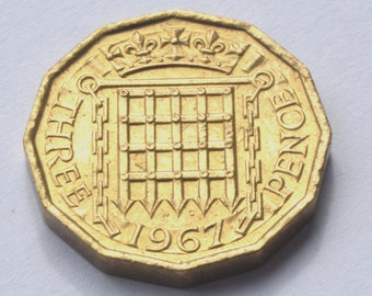 1967 Queen Elizabeth II Three pence high grade UK coin