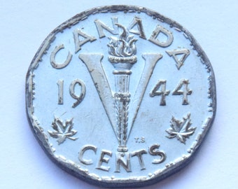 1944 Canada 5 Cents V Victory Coin