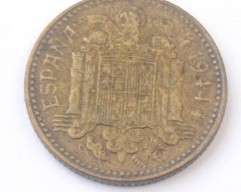 1944 Spain 0ne peseta coin