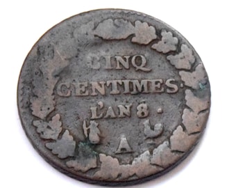 1799-1800 France 5 centimes Lan 8 French Revolution coin