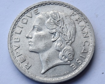 1950 France 5 Francs Aluminium high grade coin