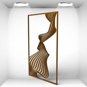 Op de afbeelding: Abstracte wandkunst met een gelaagd, wervelend ontwerp in bruintinten, gevat in een rechthoekige lijst. Het kunstwerk wordt getoond in een witte, goed verlichte ruimte, wat de eigentijdse stijl benadrukt. Geschikt voor moderne interieurs.