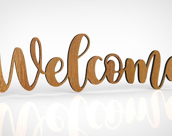 Welcome Sign 3D Model | Single Piece Script (SVG, DXF, STL)