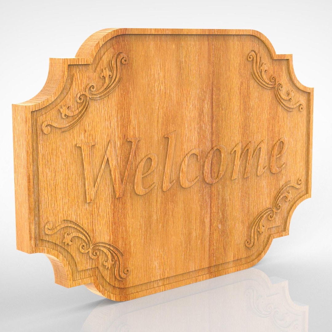 Welcome Sign 3D STL Model: CNC Router Files for Wood Art - Etsy