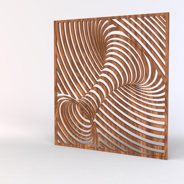 Modelo 3D STL de ilusión óptica: archivos para fresadora CNC y corte láser (dxf, eps, svg).