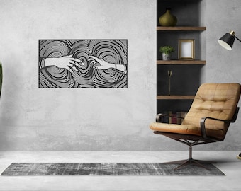 Abstract Hands Line Art SVG, Optical Illusion Wall Decor, Laser Cut File (Digital Download)