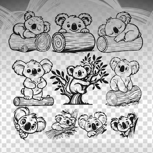 Koalabeer SVG-bundel | Lasergesneden bestanden voor Cricut, CNC, vinyl, hout, T-shirt bedrukking | dxf, eps, pdf, emf inbegrepen.