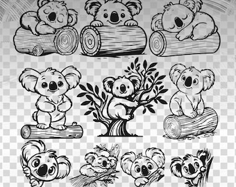 Koala Bear SVG Bundle | Cricut, CNC, Laser Cut Files (Digital Download)