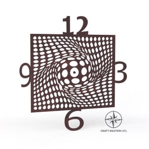 Optische Täuschung Wanduhr Design-Datei svg dxf pdf stl Cnc-Laserschnittdateien moderne Uhr Vorlage für Cricut Glühschmiede xcarve Cnc-Fräser.