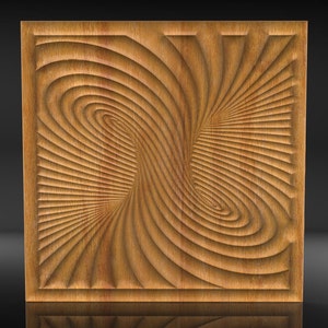 Pared de ilusión óptica 2.5d, panelEspiral óptica"Modelo STL 3D de arte minimalista y moderno para enrutador CNC: convierta la madera en arte fascinante.