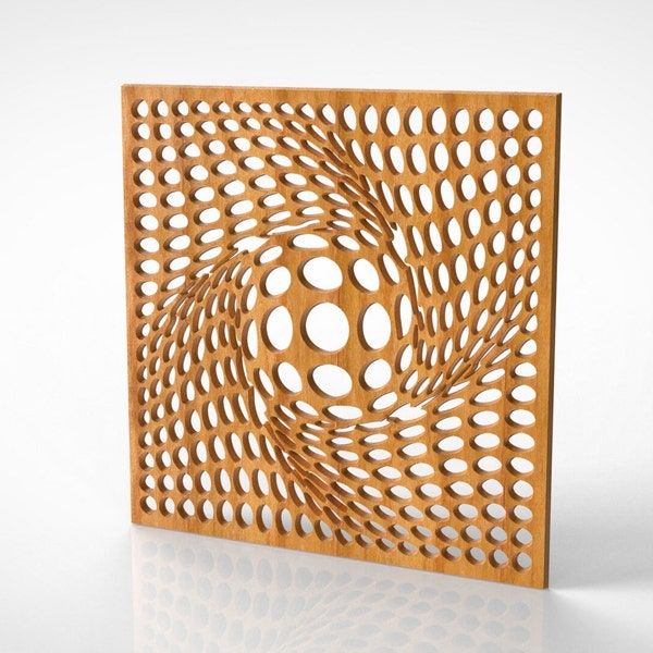 Panel decorativo de pared con ilusión óptica, archivo de corte láser CNC, archivo STL. (Descarga digital).