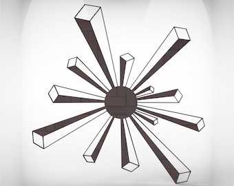 3D Optical Illusion Rays | Geometric Design SVG, CNC, Laser cutting and graving.