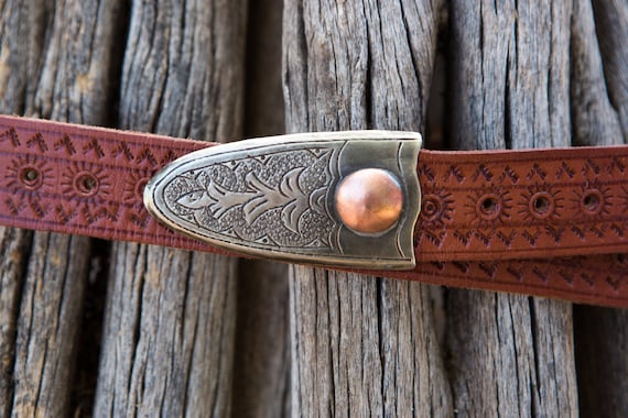Western Belt, Southwestern Style Brown Leather Handmade Belt  display picture 2