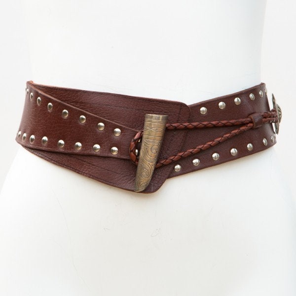 Western Womens Cowgirl Equestrian Leather Belt Size M Brown Boho Made In Spain Western Statement Belt – Brown Leather | Cowgirl Rodeo Boho  main image 2