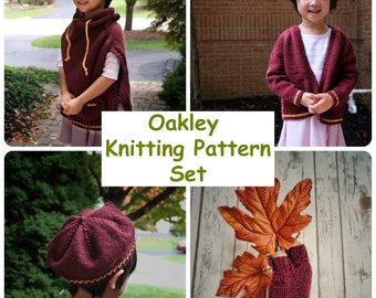 Pattern Set - Oakley Series (4 patterns included, cardigan, poncho, beret & gloves)