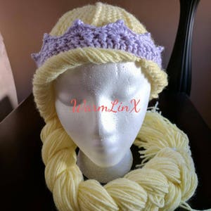 Crochet Pattern - Princess Hair Wig (with Crown)