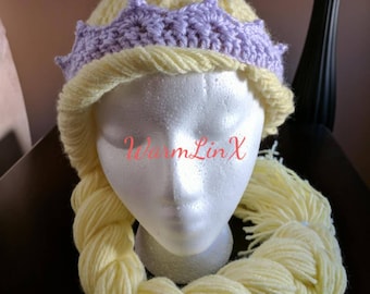 Crochet Pattern - Princess Hair Wig (with Crown)