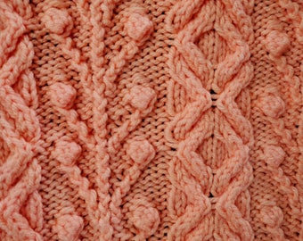 Flower Baby Blanket Knitting Pattern - Hug and Kiss Cable Design (PDF Pattern)