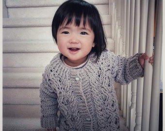 Crochet Pattern - Hugs & Kisses Kids Cardigan