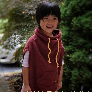 Patrón de tejido - Oakley Poncho (12/18m, 1/3, 4/6, 7/10, adolescente, adulto S, M, L, XL)