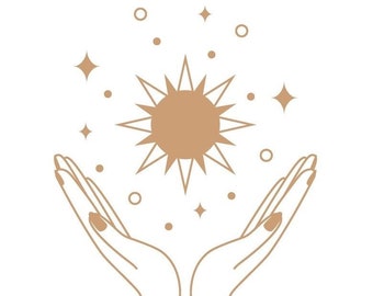 Mystical Hands Art Print: Minimalist Sun Energy Watercolor