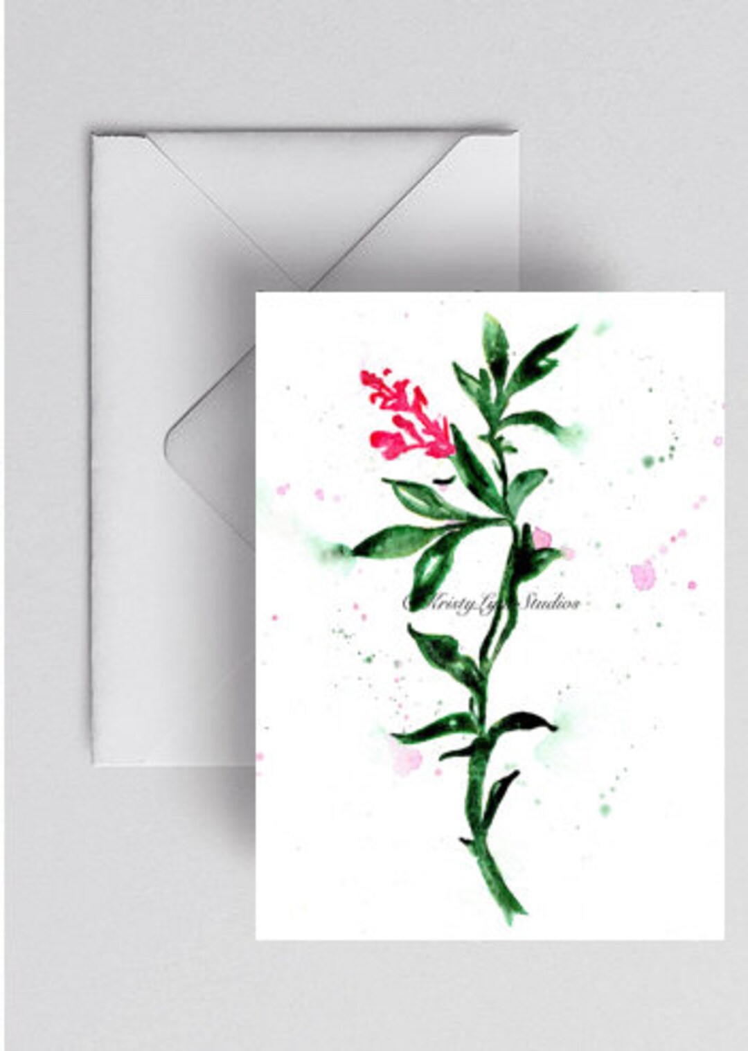 Floral Watercolor Greeting Card: Pink Flower Art, Blank Inside (5x7) - Etsy