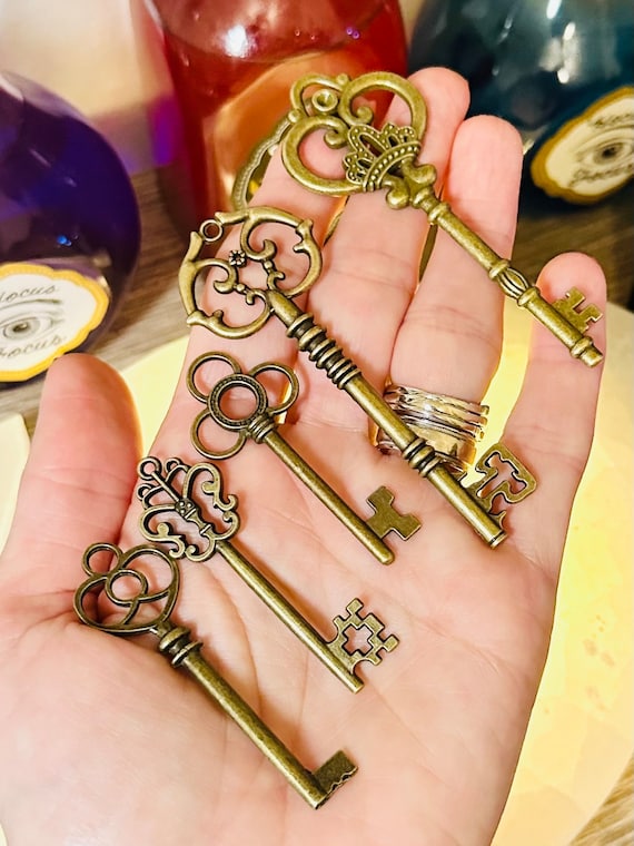 Witch's Vintage Skeleton Keys: Large Handmade Wiccan Altar Keys