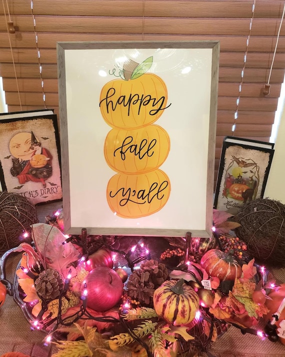 Happy Fall Y'all Watercolor Print with hand lettering Happy Fall Y'all Watercolor Print with hand lettering