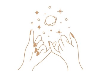 Mystical Hands Pinky Promise Art Print: Minimalist Watercolor Painting